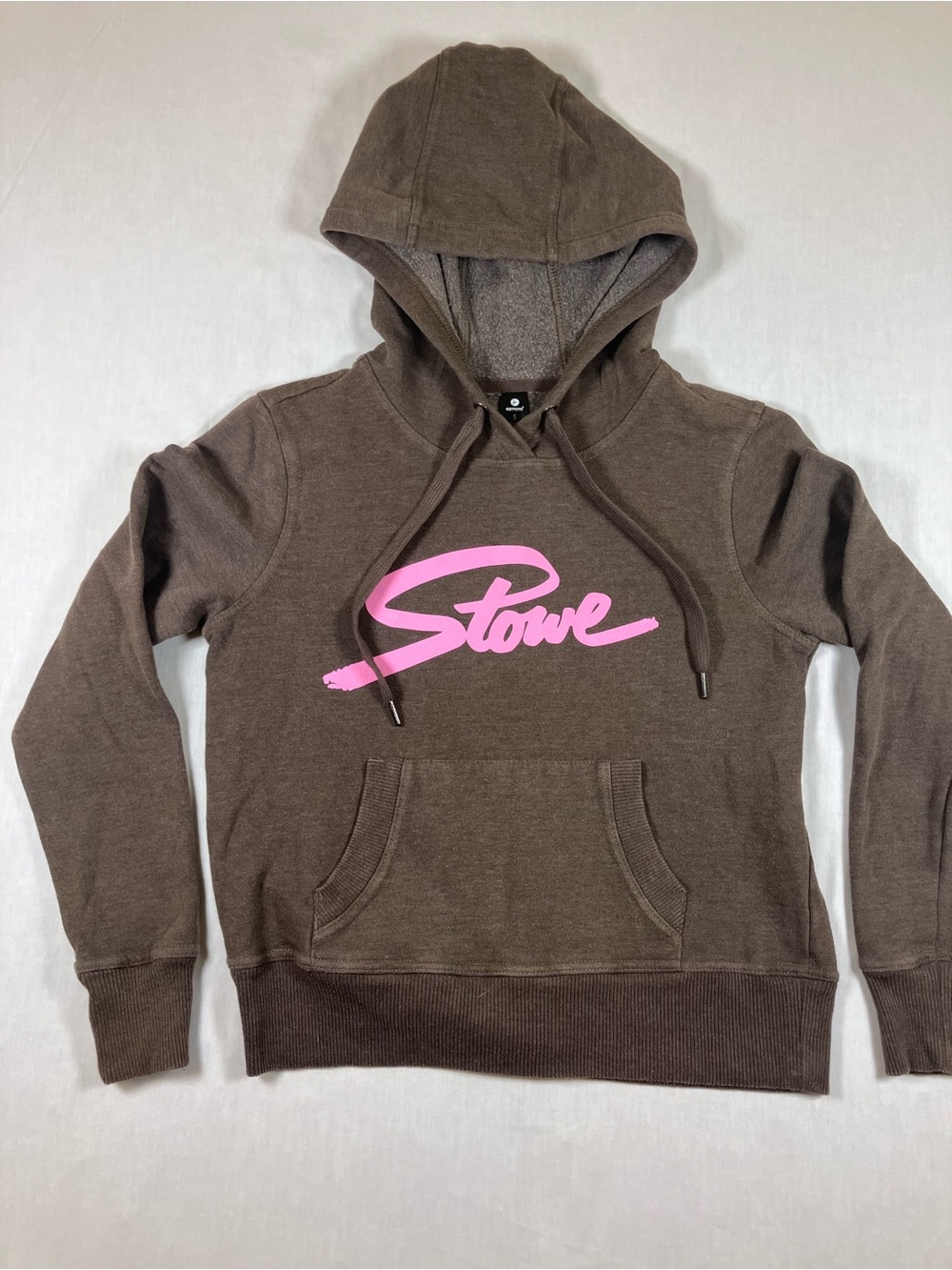 90 Degree By Reflex Brown Hoodie with Pink Script Logo